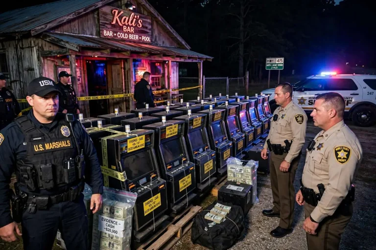 Illustration for the news story: Gambling Raids at Mount Vernon and Citronelle Nightclubs Net Six Arrests