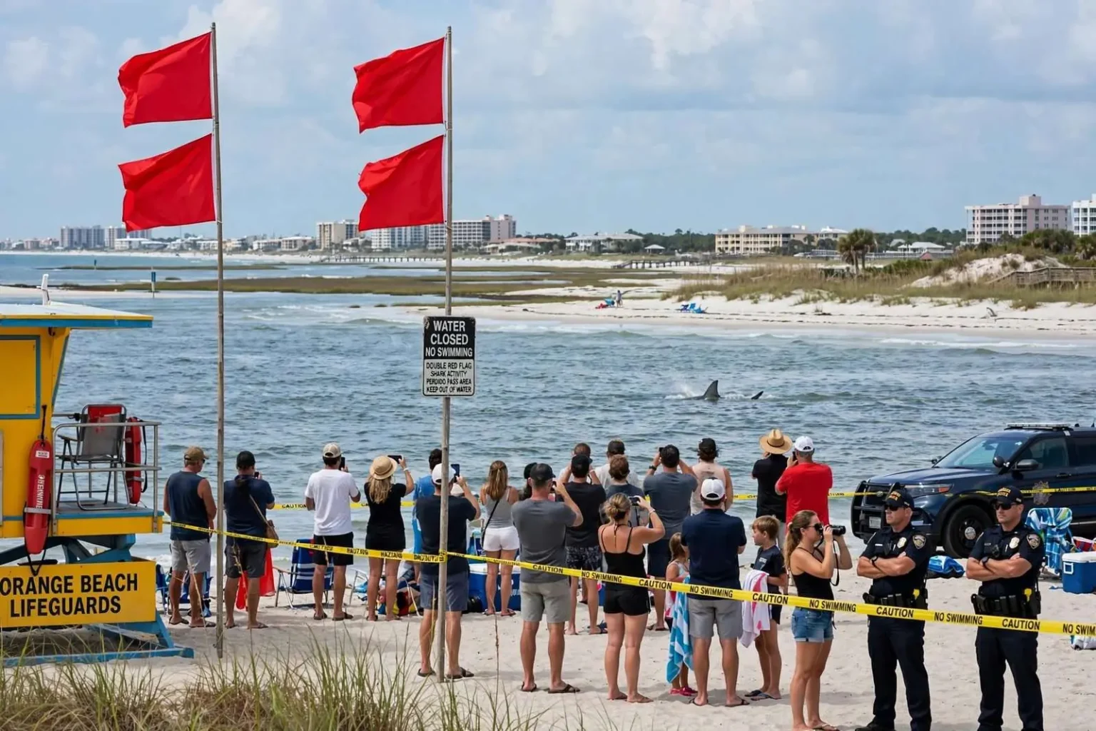 Illustration for the news story: Shark Sightings Near Orange Beach Prompt Questions From Worried Swimmers