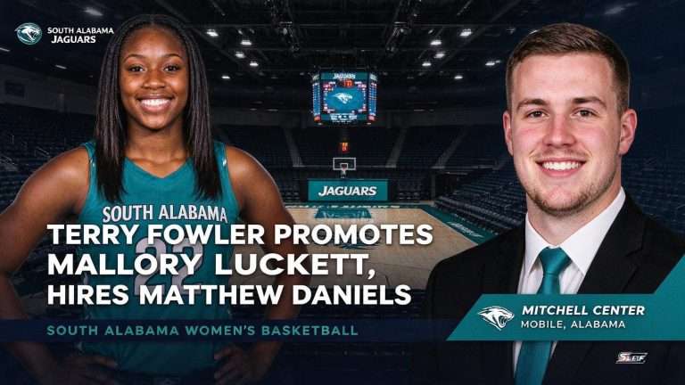 Illustration for the news story: Terry Fowler Promotes Mallory Luckett, Hires Matthew Daniels for South Alabama Women’s Basketball