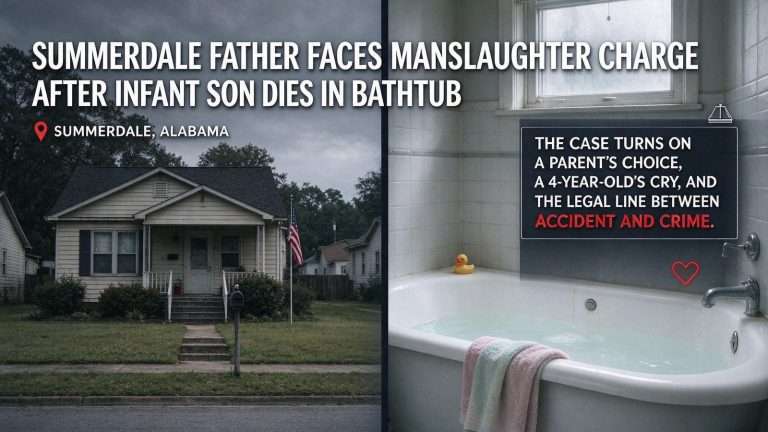 Illustration for the news story: Summerdale Father Faces Manslaughter Charge After Infant Son Dies in Bathtub