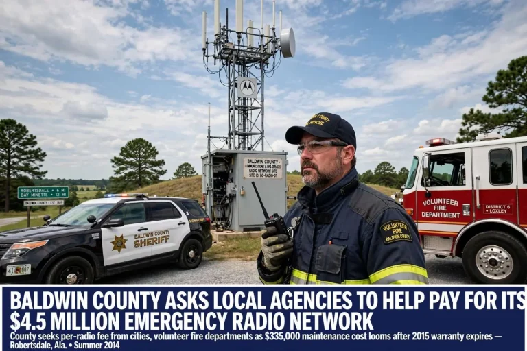 Illustration for the news story: Baldwin County Asks Local Agencies to Help Pay for Its $4.5 Million Emergency Radio Network