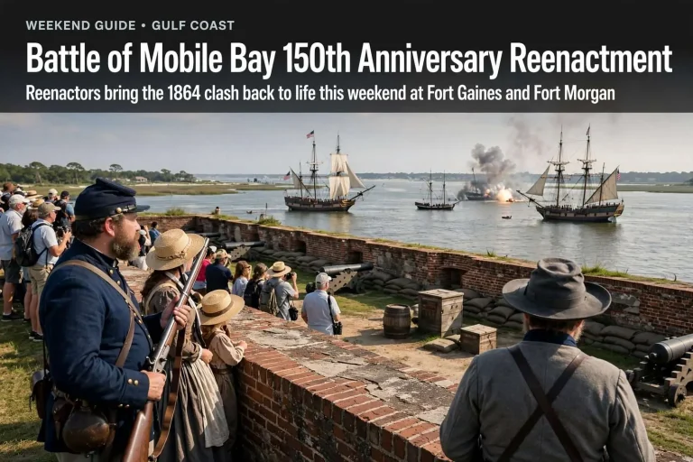 Illustration for the news story: Weekend Guide: Battle of Mobile Bay 150th Anniversary Reenactment