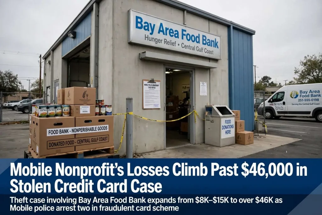Illustration for the news story: Mobile Nonprofit’s Losses Climb Past $46,000 in Stolen Credit Card Case