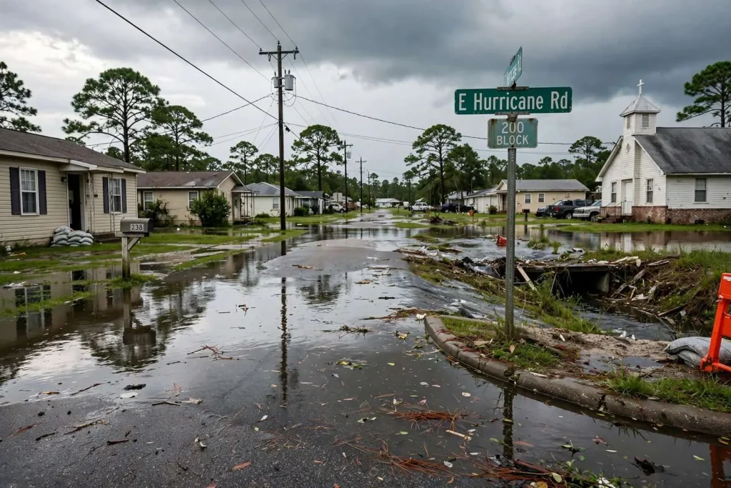 Illustration for the news story: Bay Minette Seeks $450,000 Grant to Ease Flooding and Rebuild Infrastructure Along East Hurricane Road