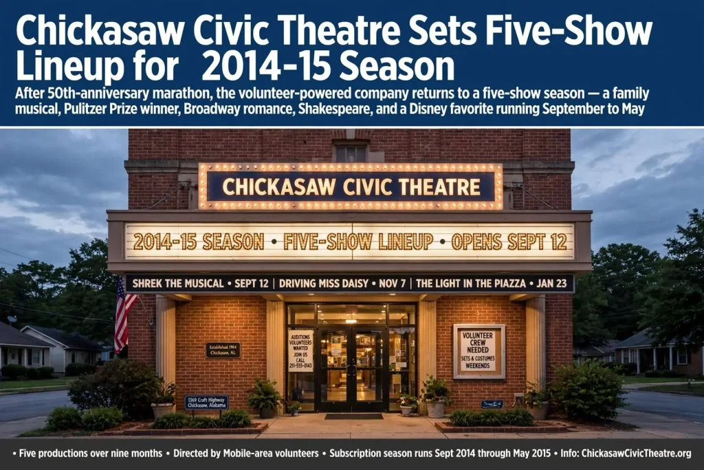 Illustration for the news story: Chickasaw Civic Theatre Sets Five-Show Lineup for 2014-15 Season