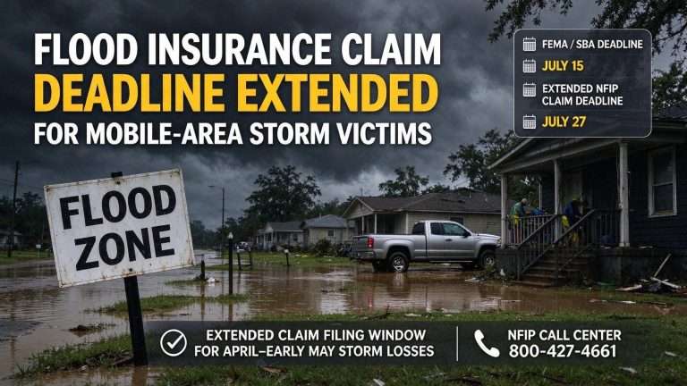 Illustration for the news story: Flood Insurance Claim Deadline Extended for Mobile-Area Storm Victims
