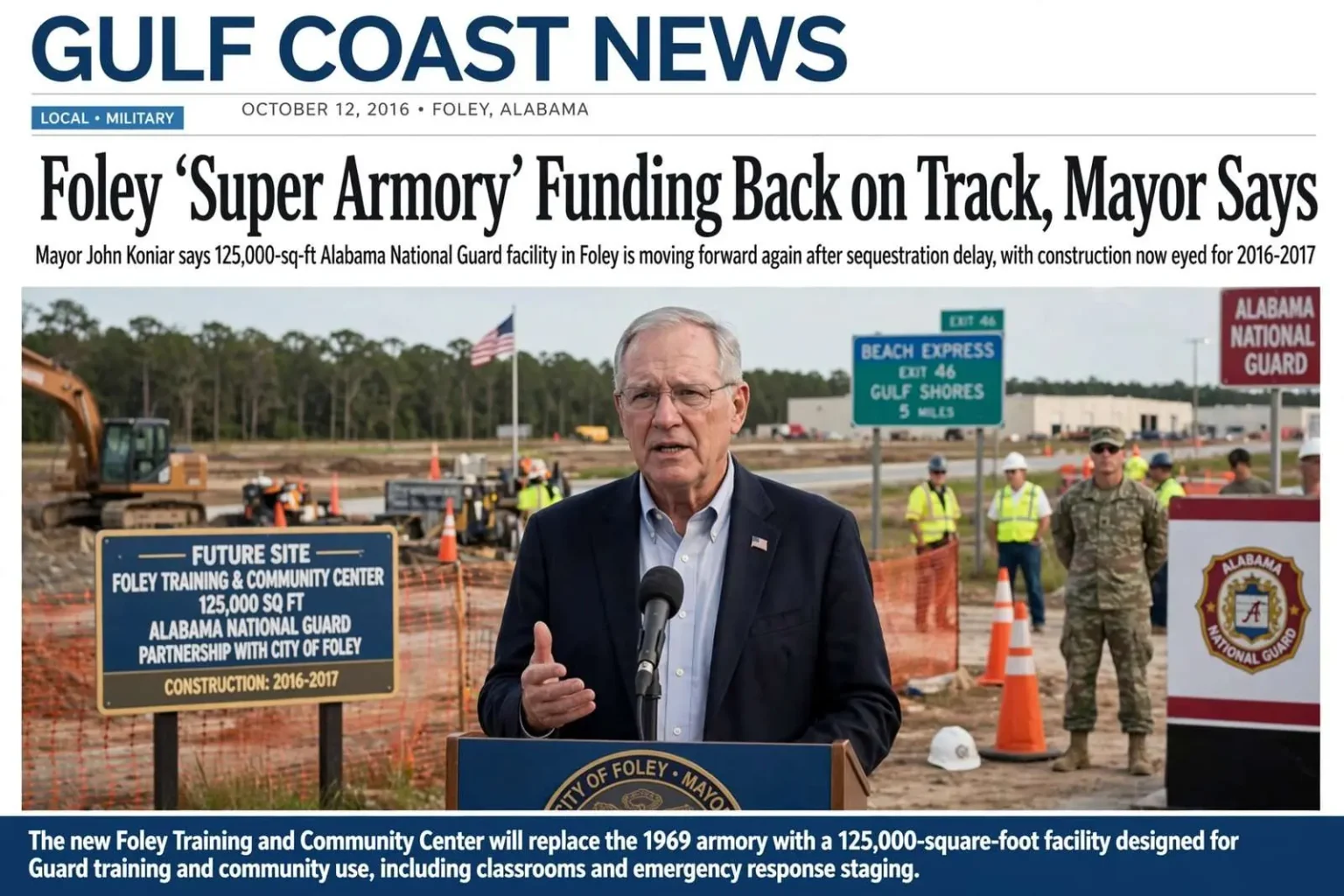 Illustration for the news story: Foley ‘Super Armory’ Funding Back on Track, Mayor Says