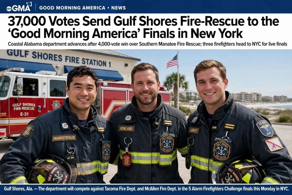 Illustration for the news story: 37,000 Votes Send Gulf Shores Fire-Rescue to the ‘Good Morning America’ Finals in New York
