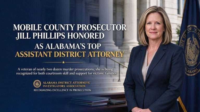 Illustration for the news story: Mobile County Prosecutor Jill Phillips Honored as Alabama’s Top Assistant District Attorney