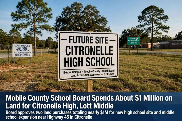 Illustration for the news story: Mobile County School Board Spends About $1 Million on Land for Citronelle High, Lott Middle