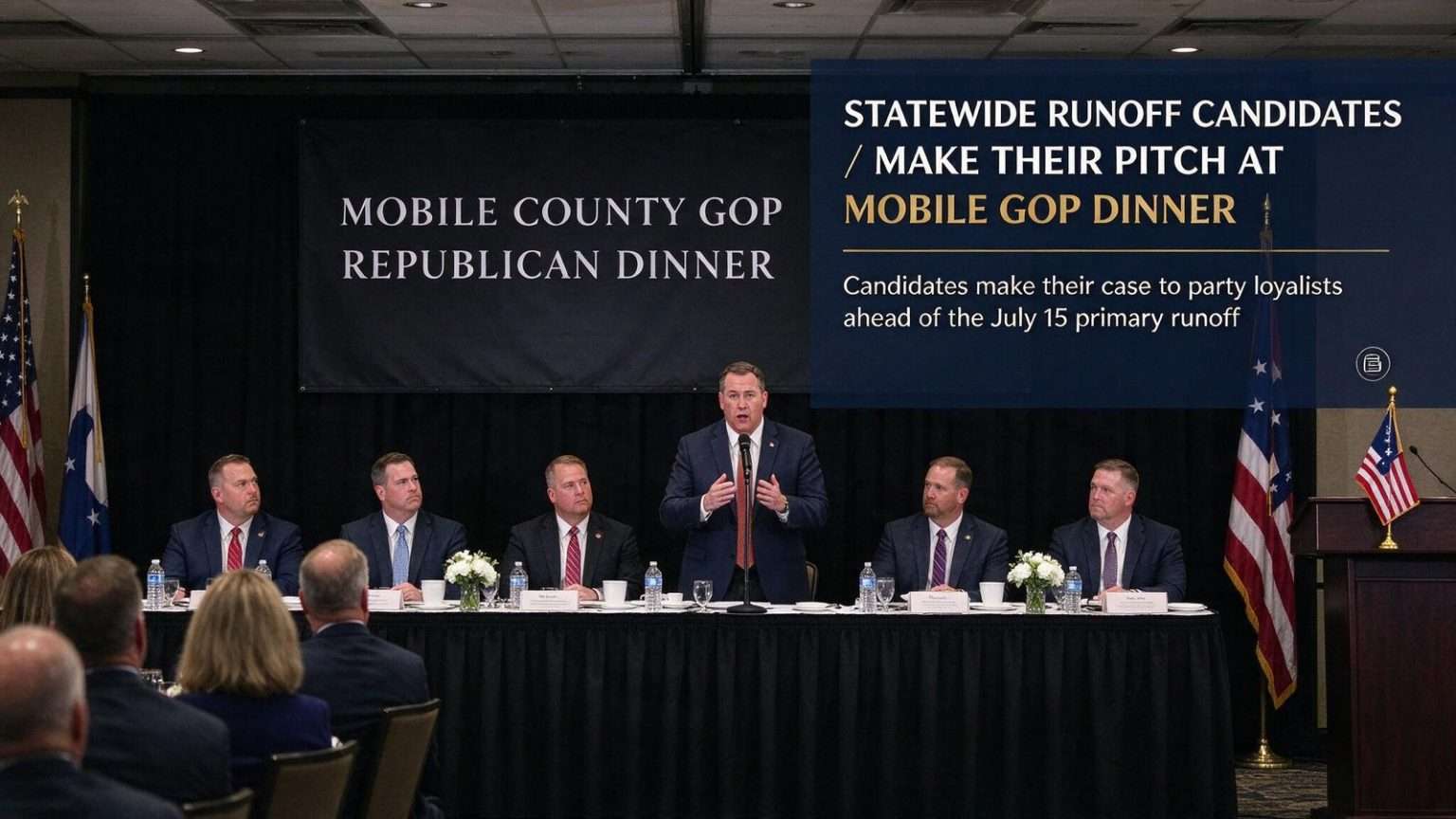 Illustration for the news story: Statewide Runoff Candidates Make Their Pitch at Mobile GOP Dinner