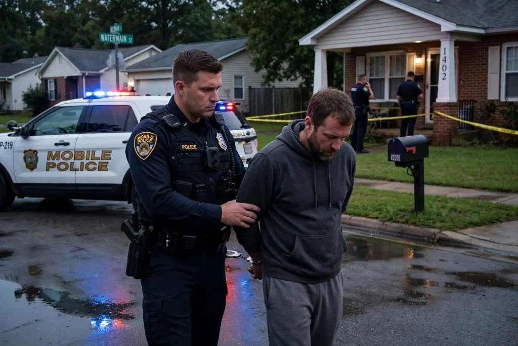 Illustration for the news story: Mobile Police Arrest Man After Domestic Call Ends With Standoff at Neighbor’s Home
