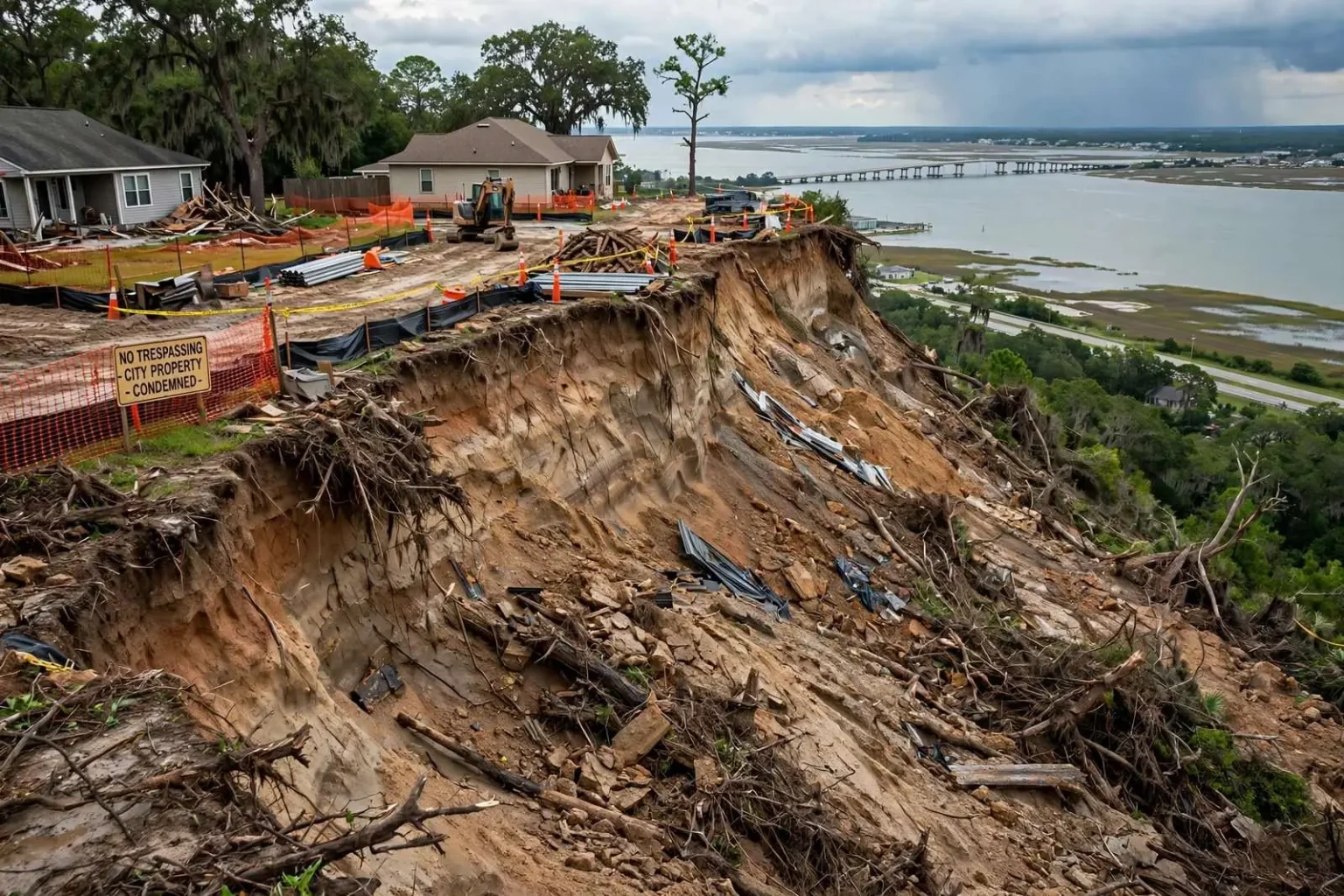 Illustration for the news story: Spanish Fort Reaches $2.5 Million Settlement Over Eroding Mobile Bay Bluff