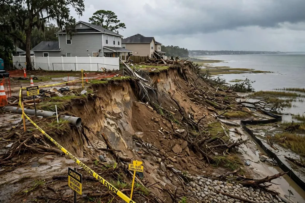 Illustration for the news story: Spanish Fort Settles Five-Year Bluff Erosion Lawsuit, Will Buy Threatened Homes