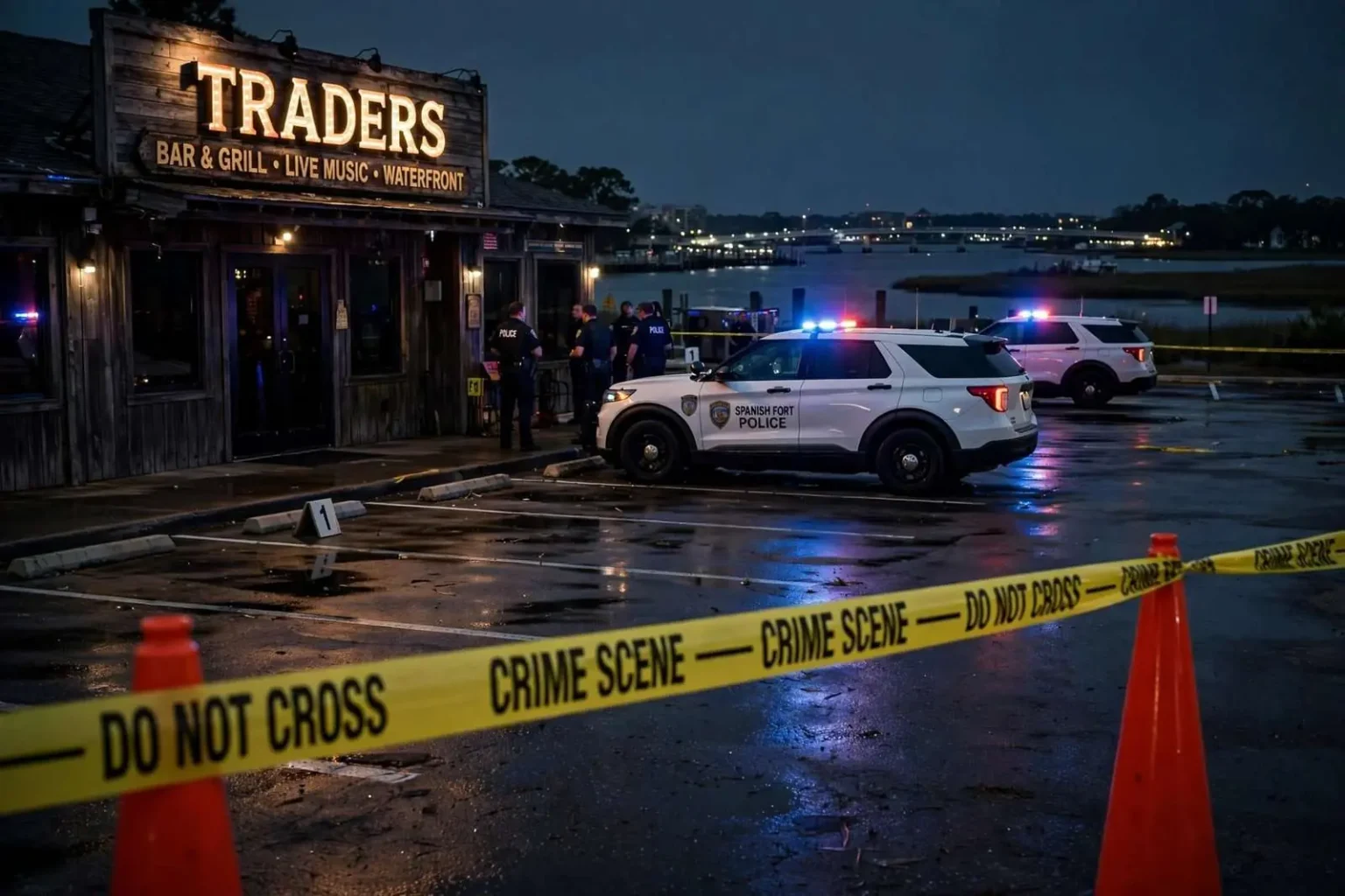 Illustration for the news story: Mobile County Constable Jailed on Murder Charge After Fatal Shooting Outside Spanish Fort Club