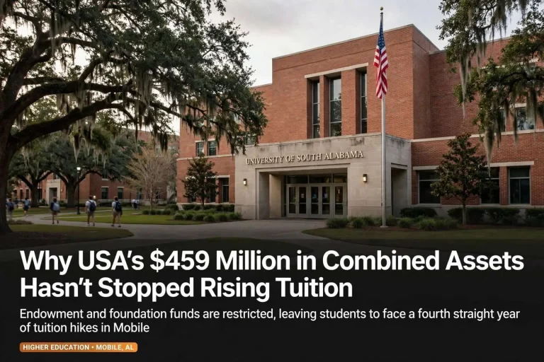 Illustration for the news story: Why USA’s $459 Million in Combined Assets Hasn’t Stopped Rising Tuition