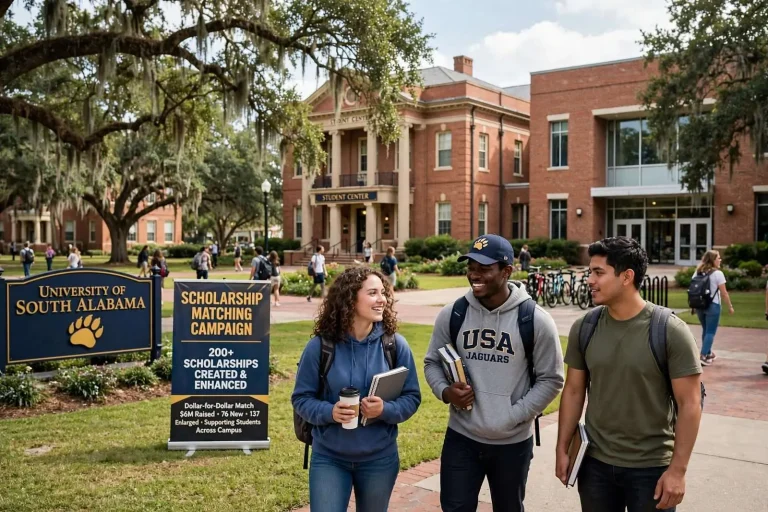 Illustration for the news story: USA Scholarship Matching Campaign Tops 200 Awards as Tuition Pressure Grows