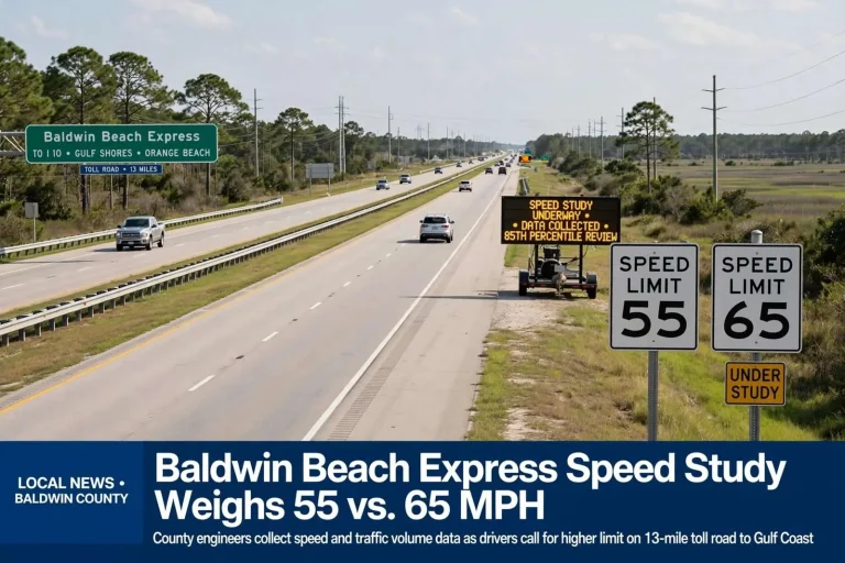 Illustration for the news story: Baldwin Beach Express Speed Study Weighs 55 vs. 65 MPH