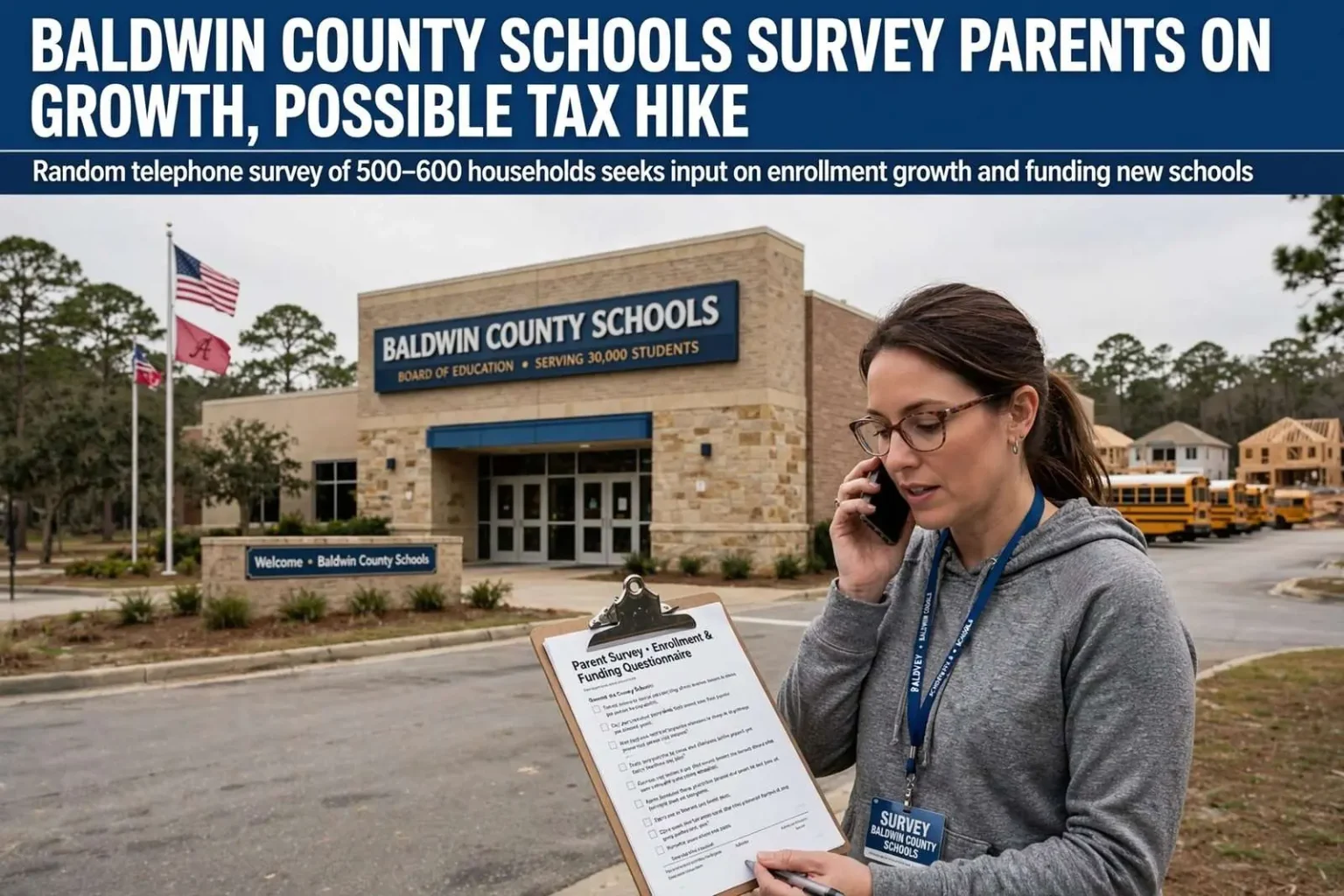 Illustration for the news story: Baldwin County Schools Survey Parents on Growth, Possible Tax Hike