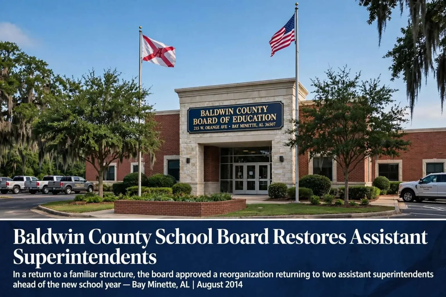 Illustration for the news story: Baldwin County School Board Restores Assistant Superintendents in a Return to a Familiar Structure