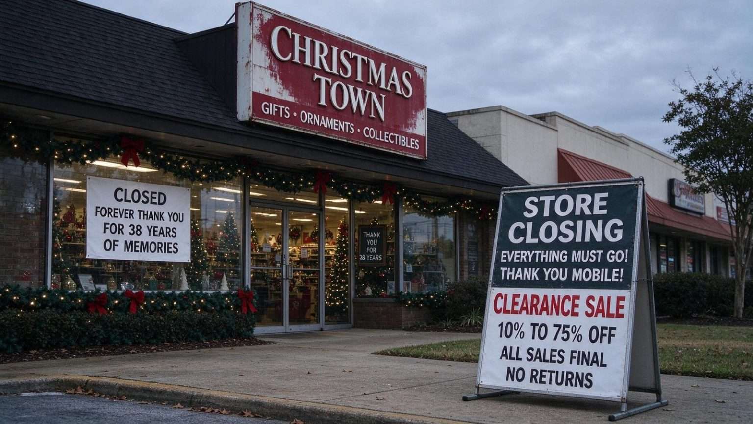 Illustration for the news story: After 38 Years, Mobiles Christmas Town Closes Its Doors for Good