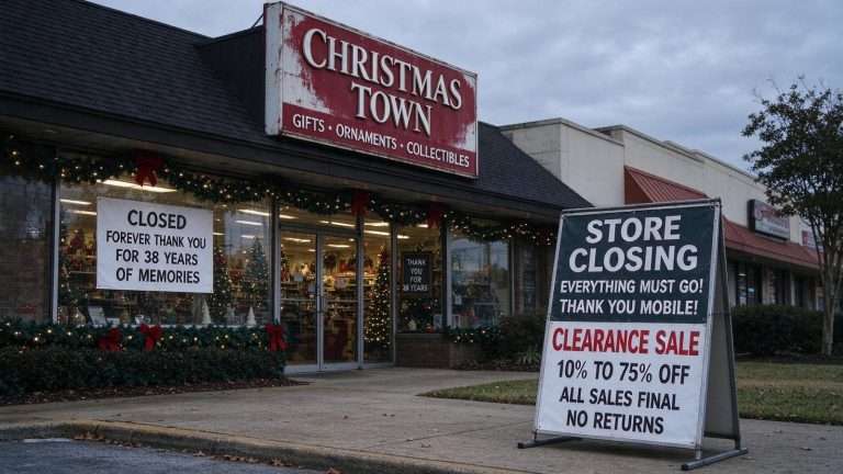 Illustration for the news story: After 38 Years, Mobiles Christmas Town Closes Its Doors for Good
