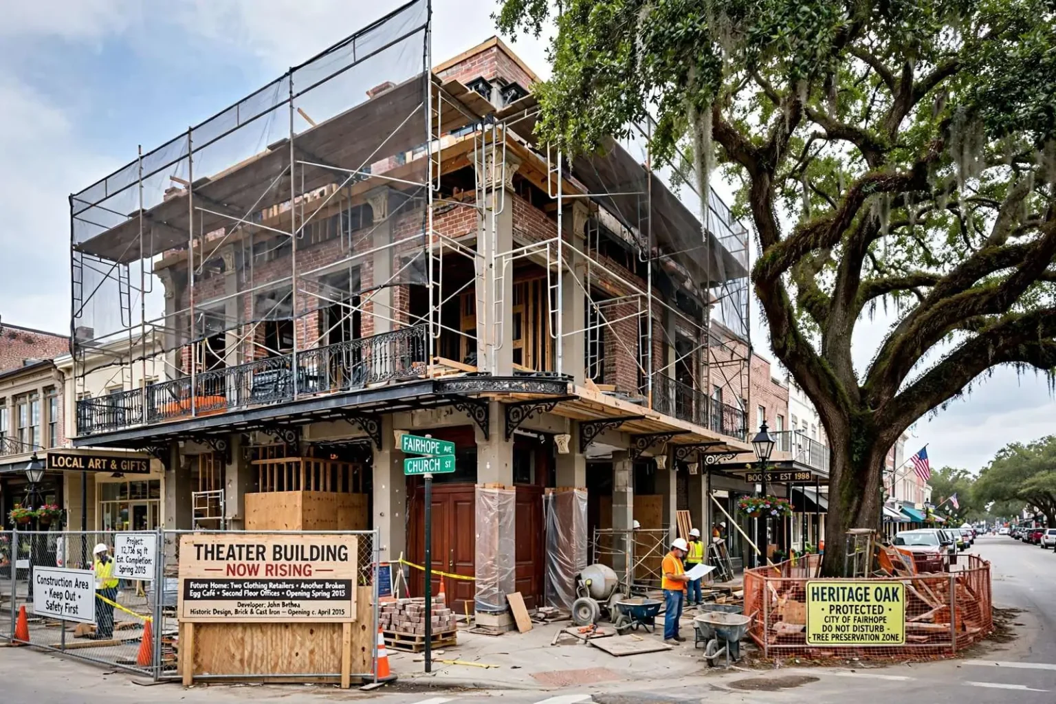 Illustration for the news story: New Theater Building Rising in Downtown Fairhope