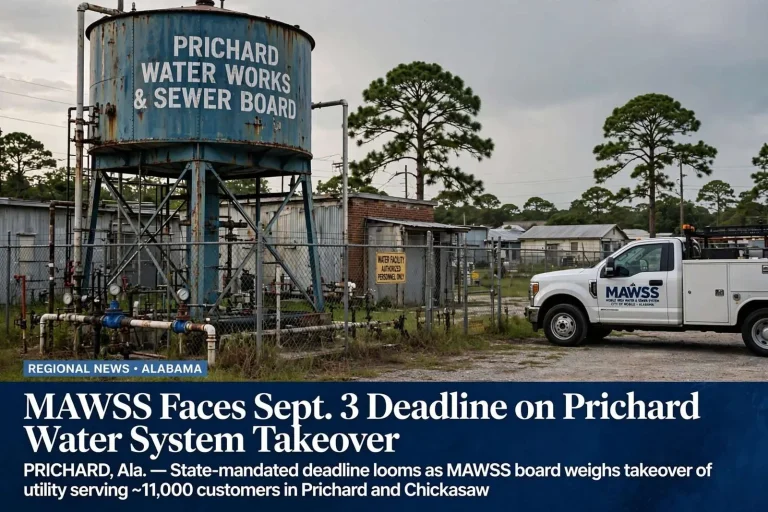 Illustration for the news story: MAWSS Faces Sept. 3 Deadline on Prichard Water System Takeover