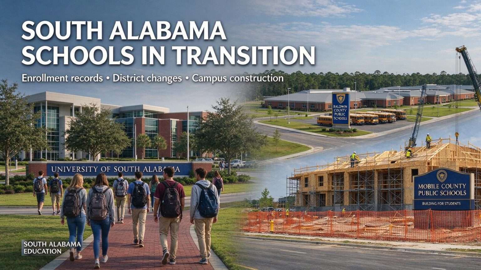 Illustration for the news story: USA Sets Enrollment Record as Baldwin, Mobile Schools See Big Changes