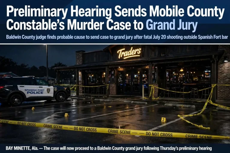 Illustration for the news story: Preliminary Hearing Sends Mobile County Constable’s Murder Case to Grand Jury