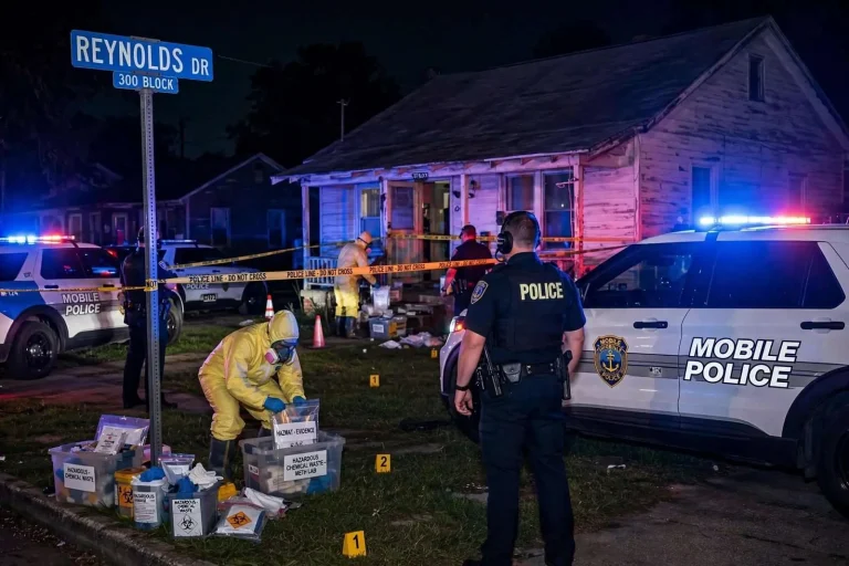 Illustration for the news story: Mobile Police Bust Meth Lab on Reynolds Drive, Arrest Three