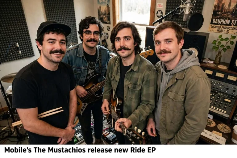 Illustration for the news story: Mobile’s The Mustachios release new Ride EP