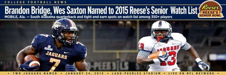 Illustration for the news story: Brandon Bridge, Wes Saxton Named to 2015 Reese’s Senior Bowl Watch List