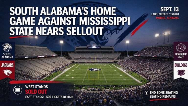 Illustration for the news story: South Alabama’s Home Game Against Mississippi State Nears Sellout