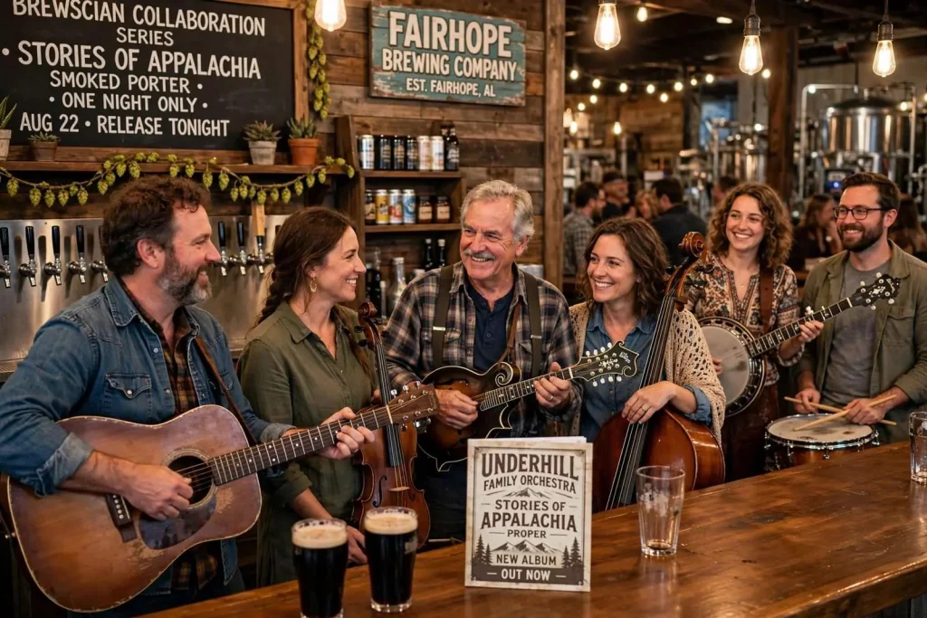 Illustration for the news story: Underhill Family Orchestra and Fairhope Brewing Team Up for ‘Stories of Appalachia’ Album and Beer Release