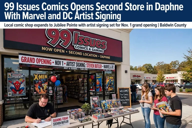 Illustration for the news story: 99 Issues Comics Opens Second Store in Daphne With Marvel and DC Artist Signing