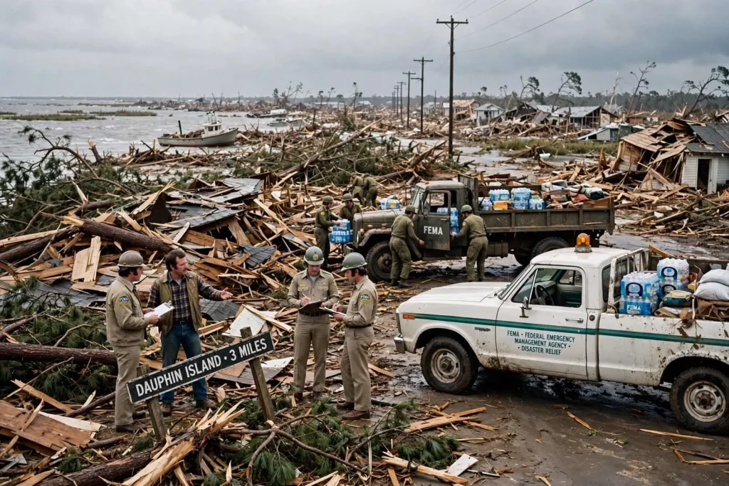 Illustration for the news story: How Hurricane Frederic Shaped a Young FEMA’s Playbook in Alabama