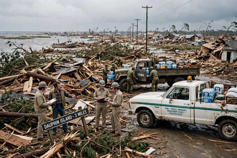 Illustration for the news story: How Hurricane Frederic Shaped a Young FEMA’s Playbook in Alabama