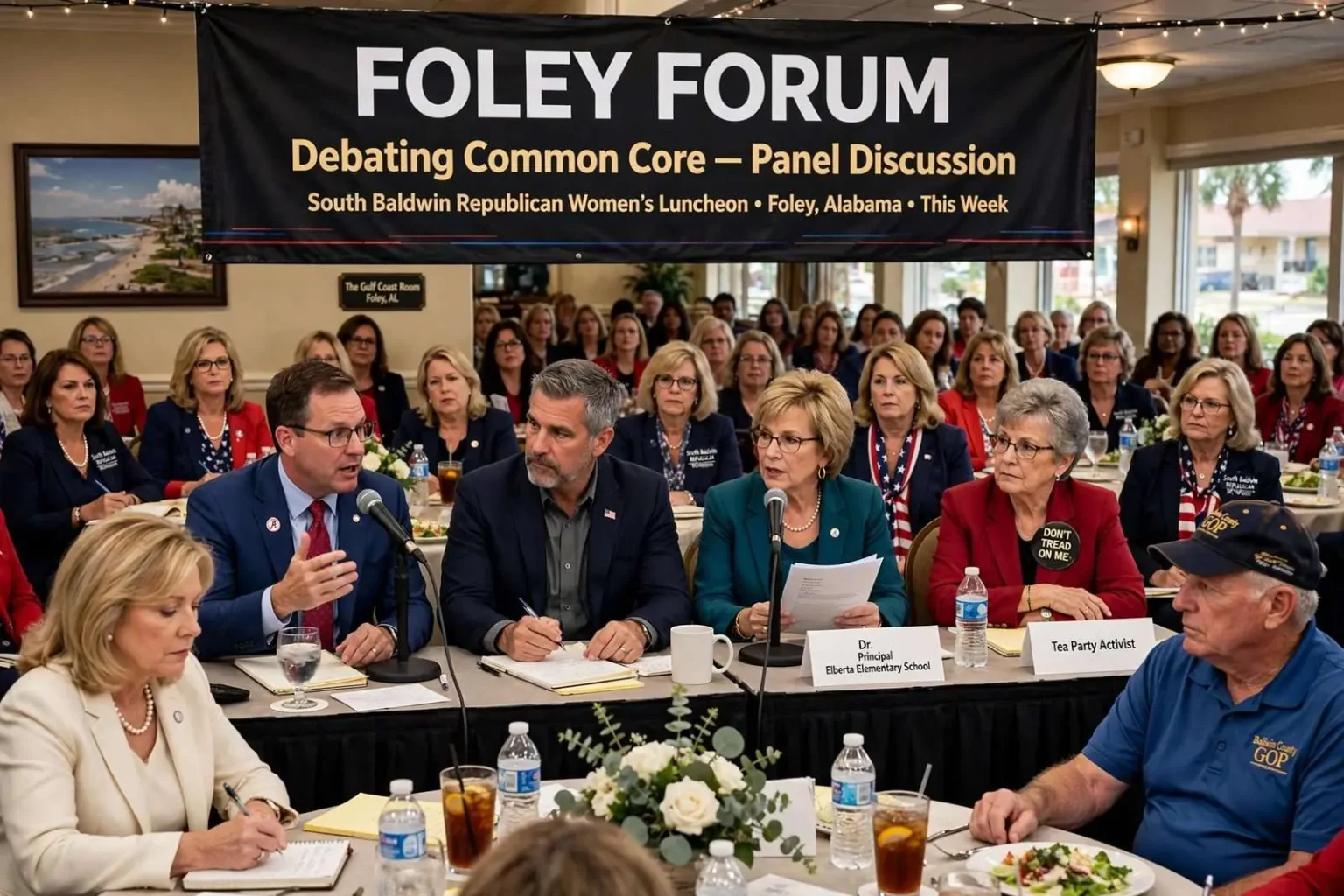 Illustration for the news story: Foley Forum Debates Common Core Before Packed Republican Women’s Luncheon