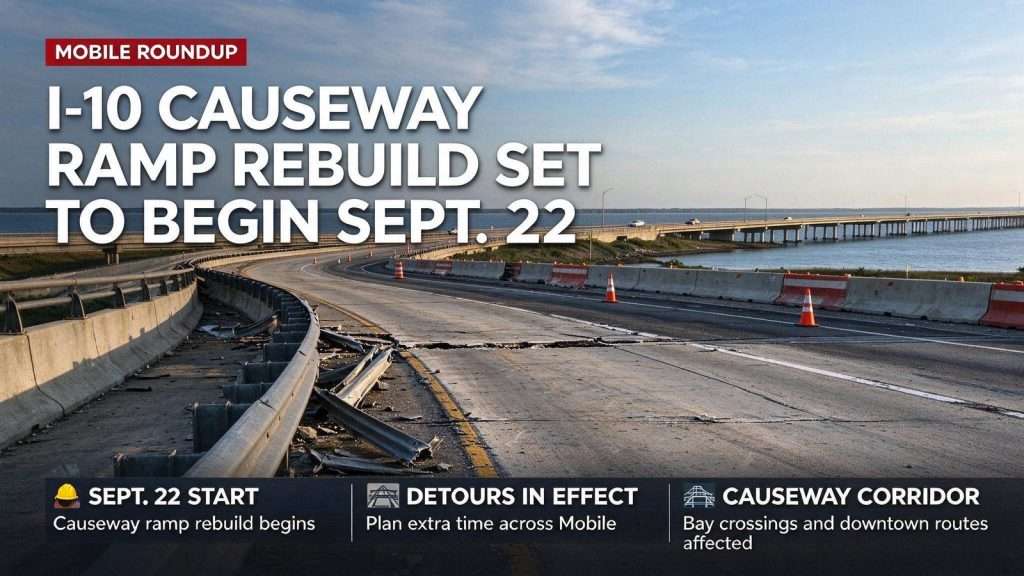 Illustration for the news story: Mobile Sets Sept. 22 Start for I-10 Causeway Ramp Rebuild