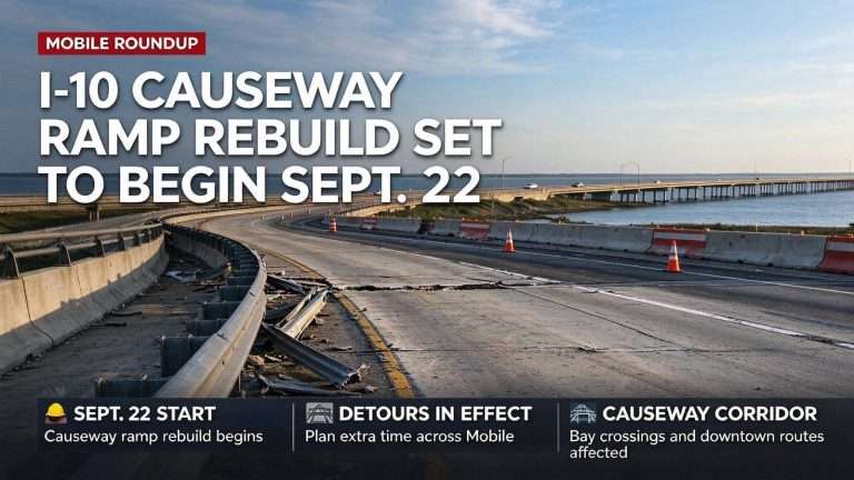 Illustration for the news story: Mobile Sets Sept. 22 Start for I-10 Causeway Ramp Rebuild