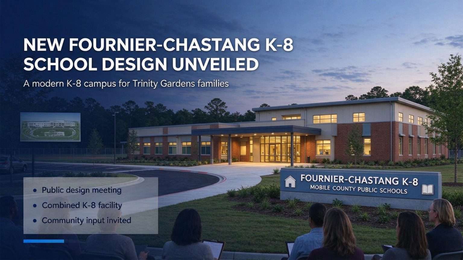Illustration for the news story: Mobile County School Officials to Unveil Design for New Fournier-Chastang K-8