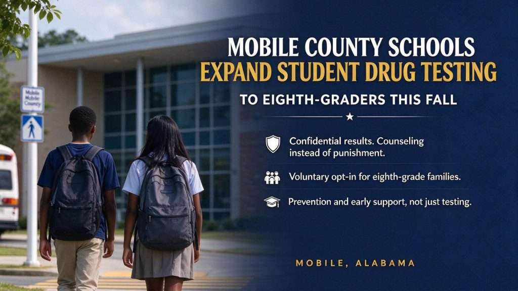 Illustration for the news story: Mobile County Schools Expand Student Drug Testing to Eighth-Graders