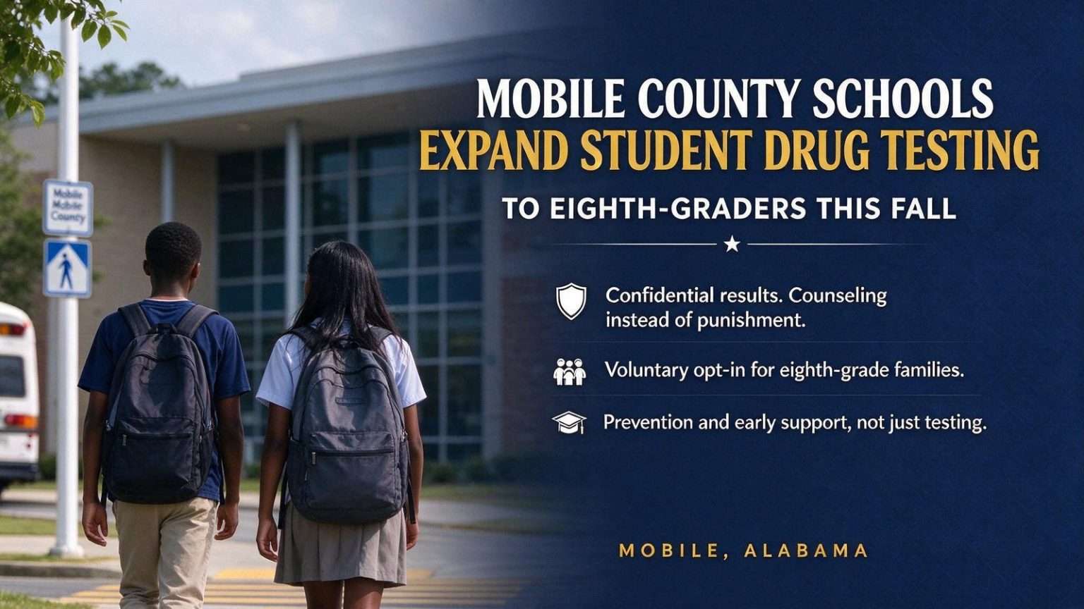 Illustration for the news story: Mobile County Schools Expand Student Drug Testing to Eighth-Graders