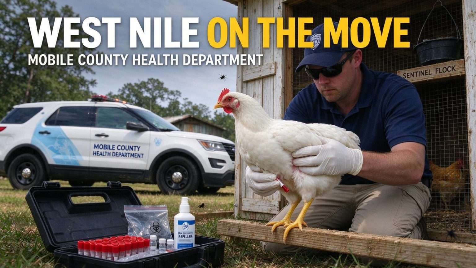 Illustration for the news story: Second Sentinel Chicken Tests Positive for West Nile in Mobile County