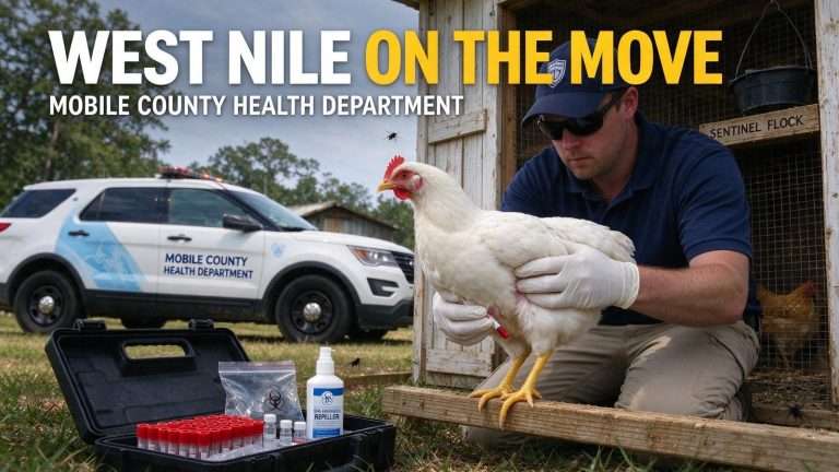 Illustration for the news story: Second Sentinel Chicken Tests Positive for West Nile in Mobile County