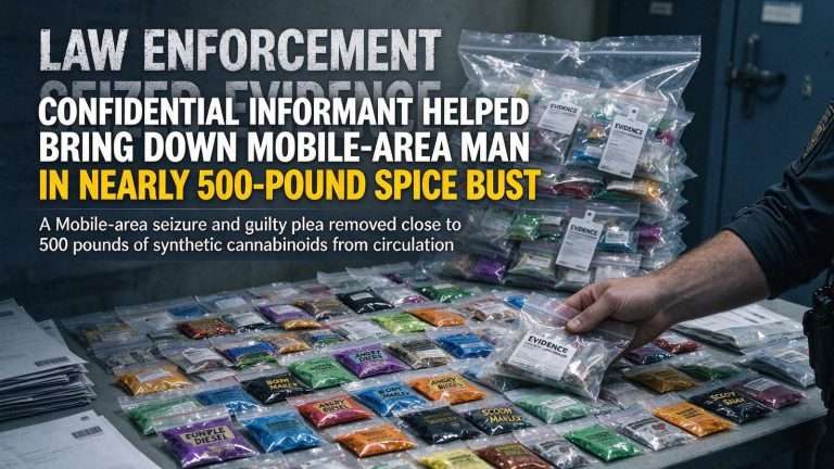 Illustration for the news story: Confidential Informant Helped Bring Down Mobile-Area Man in Nearly 500-Pound Spice Bust