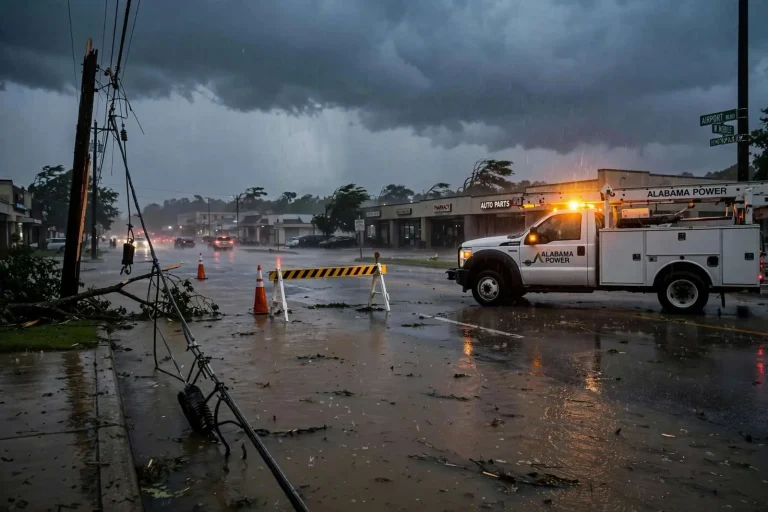 Illustration for the news story: Storms Knock Out Power for Thousands Across Mobile County