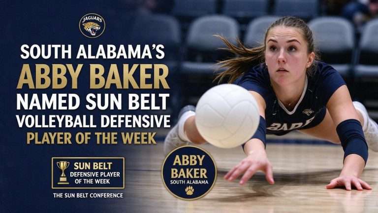 Illustration for the news story: South Alabama’s Abby Baker Named Sun Belt Volleyball Defensive Player of the Week