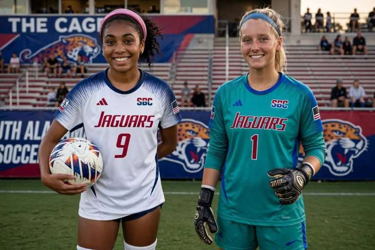 Illustration for the news story: Charde Hannah, Sarah Hay Sweep Sun Belt Player of the Week Honors for South Alabama Soccer